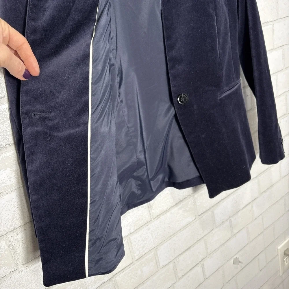 Banana Republic Velvet‎ Blazer Women 4 Preppy Dark Academia Equestrian Office